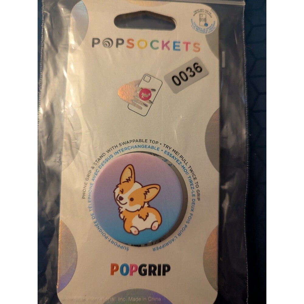 PopSockets Cheeky Corgi Phone Grip & Stand With Swappable Top -PopGrip